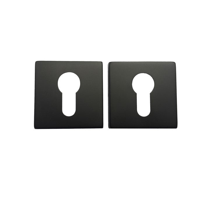 Matt Black Square Escutcheons Euro Cylinders Face Plates The