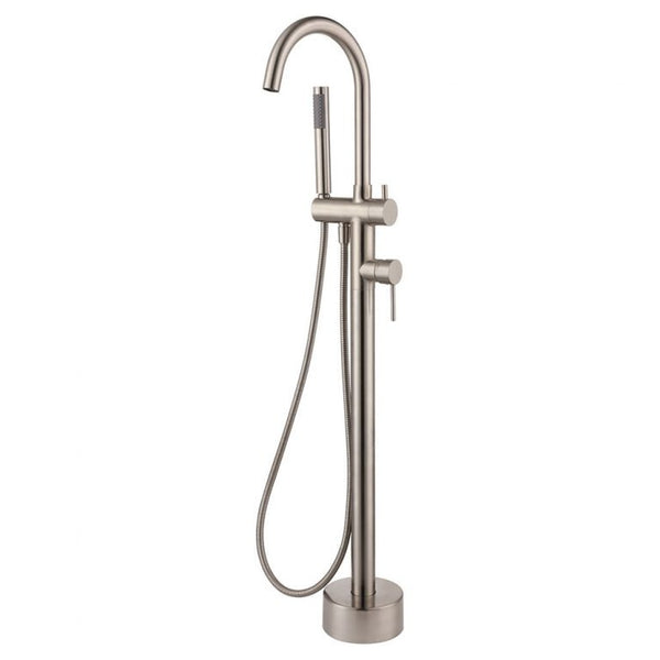 Coral Free Standing Floor Mixer Bath Spout & Hand Held Shower Combo - Brushed Nickel