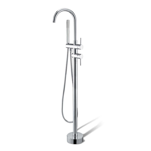 Coral Free Standing Floor Mixer Bath Spout & Hand Held Shower Combo - Chrome