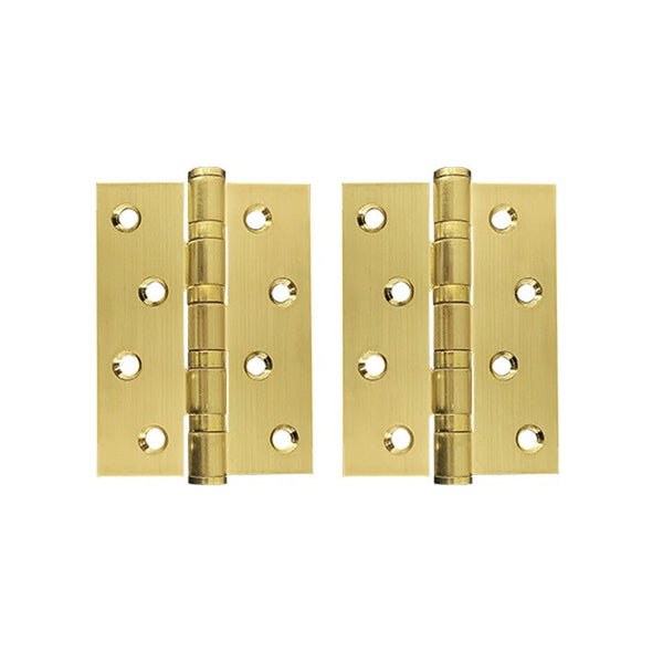 Brushed Gold Finish Door Hinges (pair) - 100 x 75 x  3mm