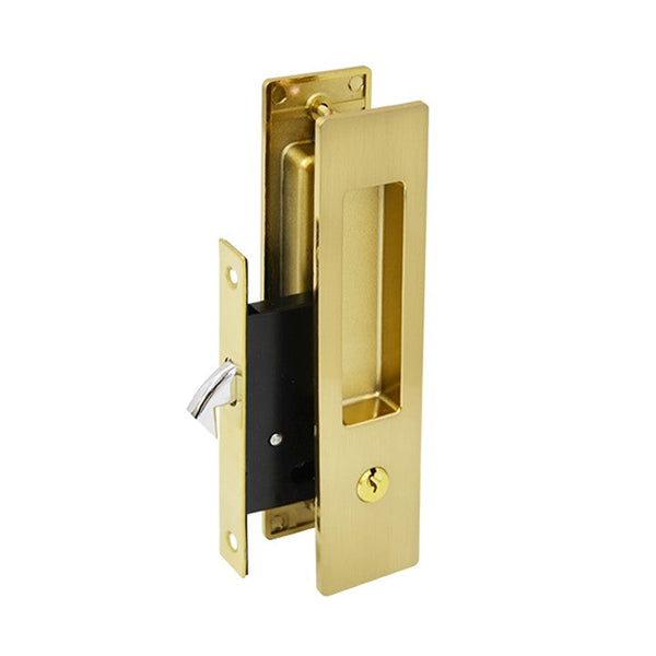 Brushed Gold Finish Sliding Door Key Lock Set - Coomera Series