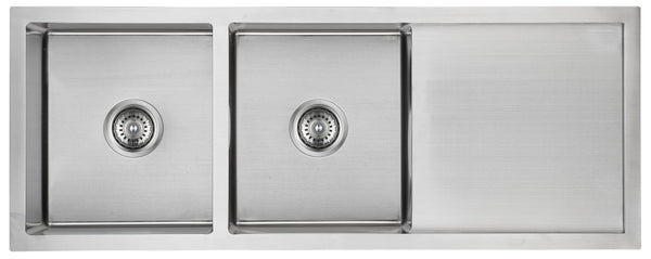 Eva Above or Undermount Double Bowls 1160mm - Stainless Steel